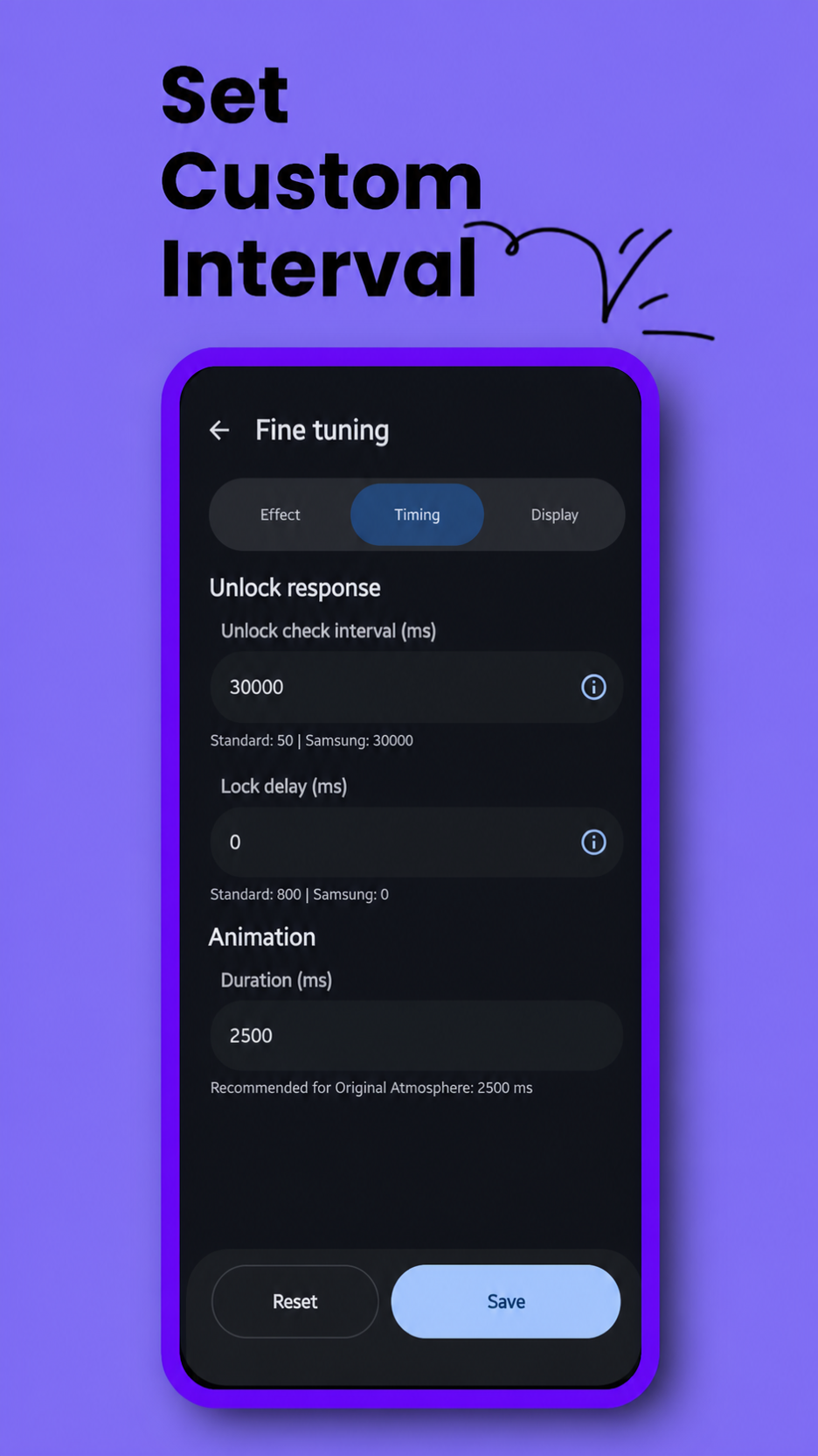 Animated effect selection